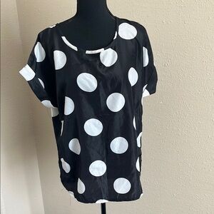Marled Black and White Polka Dot Blouse